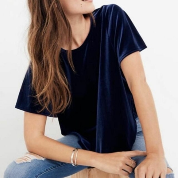 Madewell Tops - NWOT Madewell Blue Velvet Butterfly Top